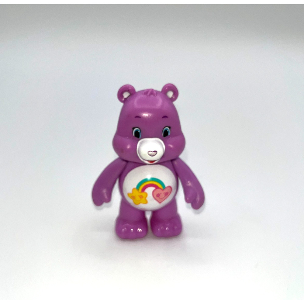 Vintage Care Bears Share Bear Purple Plastic Figure Cake Topper Cupcake Topper